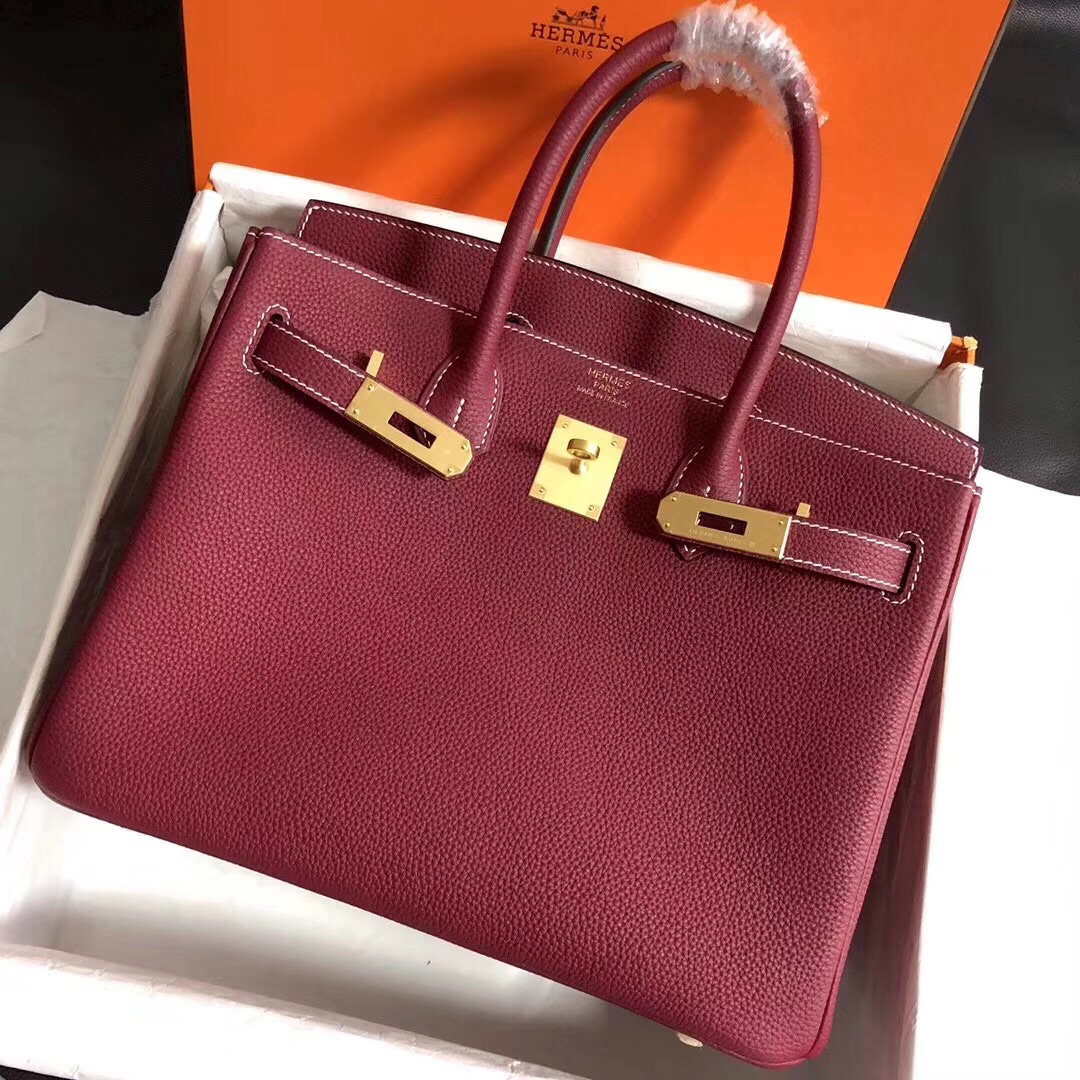 Hermes Birkin 35CM Togo Leather Handbag Burgundy